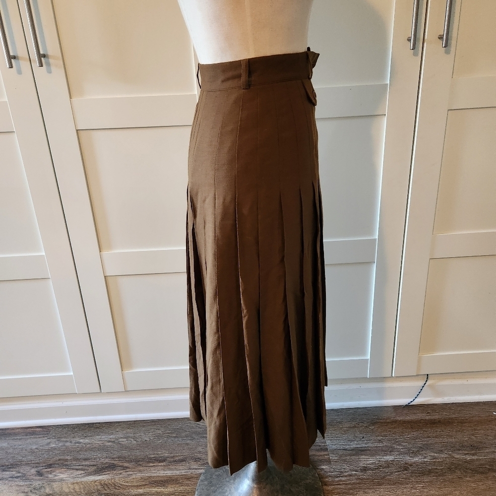 VTG Escada Margaretha Ley Wool Pleated Culottes Brown XS Dark Academia Pants - Picture 3 of 11
